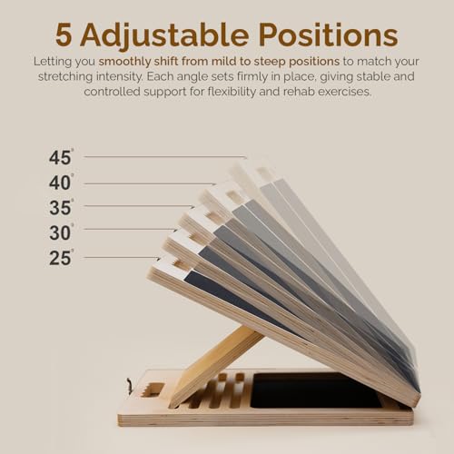 Portable Wooden Slant Board for Calf Stretching with Resistance Bands | 300 Lbs Weight Capacity Incline Board for Calf Stretcher, Calf Stretch Board for Knees Ankle Heel Feet Leg