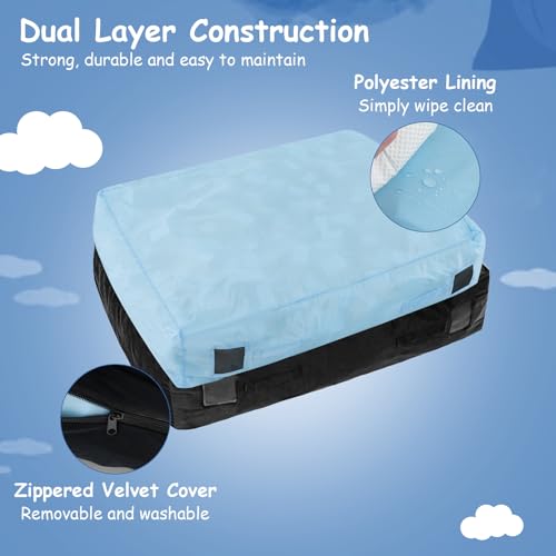 Goplus Crash Pad, (4.75x4.75ft/ 4x3ft) Sensory Mat with Foam Blocks and Washable Velvet Cover for Kids and Adults Play, Therapy, Jump, Relax - color: 48"x36",Black