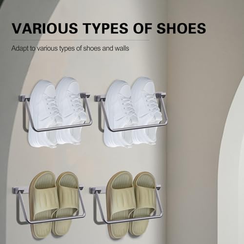 SKTYANTS 12 Inch Wall Mounted RV Shoe Rack Foldable Aluminum Shelf Camper Trailer Shoe Holder Organizer with Screws Accessories (4 Pack) - color: 4 Pack