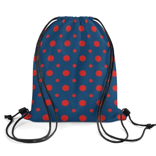 Travel Drawstring Backpack Theft Proof Cinch Sack Water Resistant Sackpack for Camping Hiking Outdoor Sports, Phish Red Donut Circles On Blue Bags - color: Picture (32)