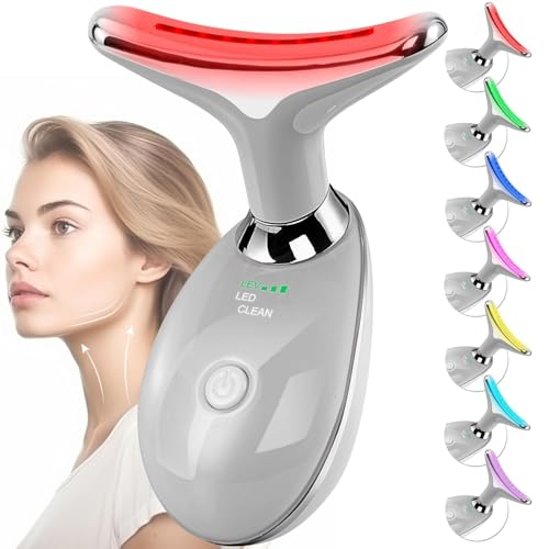 Facial Massager Face and Neck, Face 𝖲 culpting Wand with 7 Color Red (Grey) - color: Grey