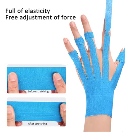 Precut Kinesiology Tape for Hand & Wrist Support, 3 Pairs Breathable Waterproof Kinesiology Recovery Tapes Finger Joint Support Tape, Hypoallergenic Latex-Free Elastic Athletic Tapes for Carpal Tunnel