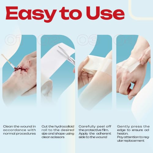 LIFARA Hydrocolloid Roll for Wound Care - Cut-to-Size, Hydrocolloid Patch Bandages with Self-Adhesive, Ultra Absorbent & Waterproof, First Aid Kit Essential (19.7mil/ 0.5mm Thickness, 3in*10ft) - size: 3in*10ft, 19.7mil/ 0.5mm Thickness