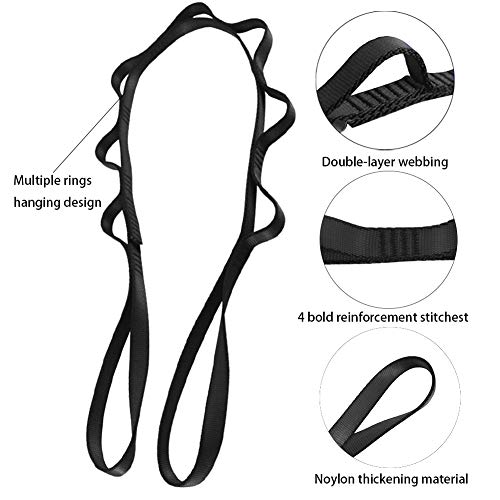 2Pcs Daisy Chain Rope High Strength Nylon Loops Adjustable Yoga Pilates Rope Swing Extension Straps Strong Daisy Chains (Black)