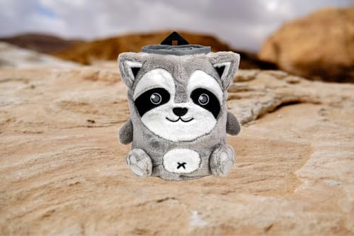 Chalk Bag for Rock Climbing - Cute Chalk Bag for Bouldering, Gym, Indoor & Outdoor Climbing with Adjustable Belt, Brush Holder & Carabiner - style: Racoon