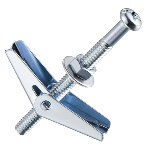 Wensilon (100 pcs) 1/8" Heavy Duty Drywall Anchors and Screws,Toggle Bolts and Wing Nuts Set, Hollow Drywall Anchors Bolts Screws Assortment Kit for Hanging Lamps Heavy Items - size: 1/8" (100 pcs)