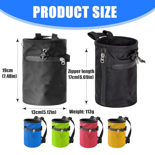 Rock Climbing Chalk Bag & Zippers Pockets Adjustable Bouldering Chalk Bag Bucket for Gym Climbing Gymnastic Bouldering Bucket - color: Willow Green