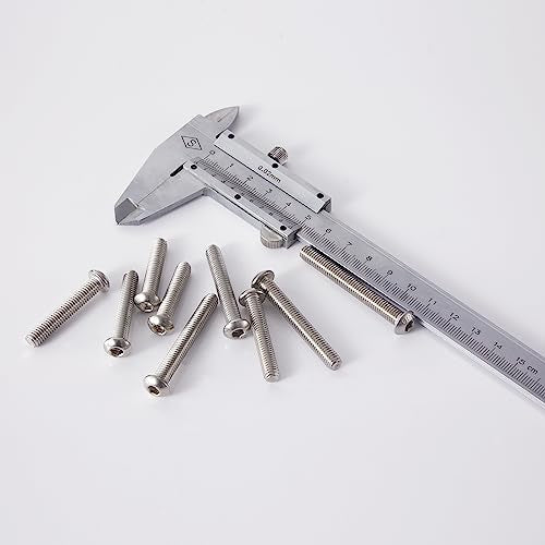 M6 x 30mm 35mm 40mm 45mm 50mm Button Head Socket Cap Screws Bolts, Stainless Steel 304, Metric Allen Hex Drive, Bright Finish, Fully Threaded, Assortment Kit 50PCS - size: Button M6x30-50 mm