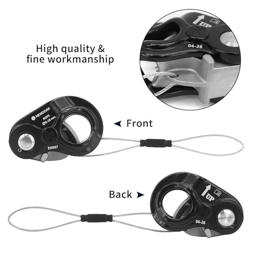NewDoar Rope Ascender Lightweight Rope Clamp Ascender Riser Adjuster Fits 8-13mm Rope Self-Locking Grip for Rock Climbing,Hunting,Protection Rescue,Rappelling,Arborist,Gear Equipment - color: Black Pro