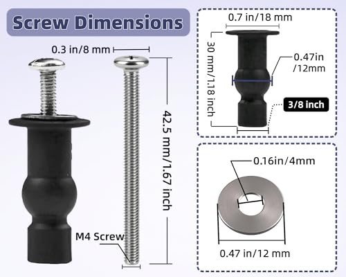 3/8" Dia Toilet Seat Screws Replacement Kit for Select Kohler One-Piece Toilet - Top Mount Hinges Toilet Bolts with Rubber Anchor Nuts, Compatible with Kohler Toilet Seat Parts K-84999 & K-85040-4PC - style: Special styles fit 10-12mm holes