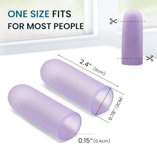 Povihome Finger Cots Protectors - Moisturizing Thumb and Finger Covers - Thickend Version- Elastic Cracked Silicone Finger Sleeves to Protect Cracked, Peel Finger and Other Finger Pain (Purple, 20PCS) - color: Purple, size: Medium (20PCS)