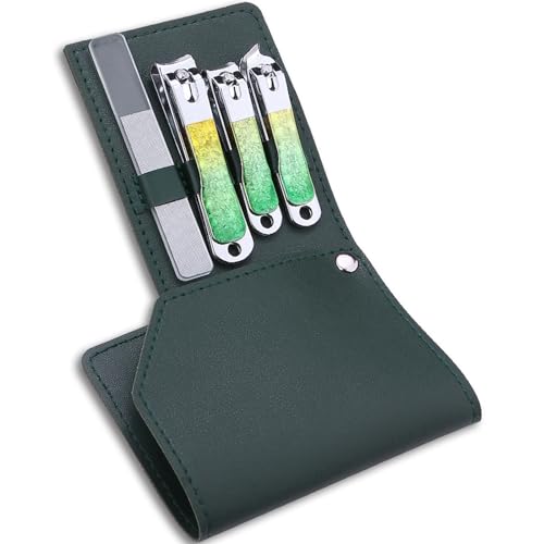 4 Pcs Stainless Steel Nail Clippers Manicure Set, Portable Beauty Tool Professional Grooming Kits, Travel Nail Kit for Men and Women
