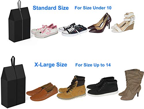 Simple Houseware Travel Shoe Bags, Set of 4 Waterproof with Zipper, Black