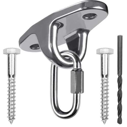 Stainless Steel Heavy Duty Swing Hanger, Eye Hooks with Brackets Wooden and Concrete Bolts 2000 lb Capacity Playground Porch Yoga Seat Trapeze SwingSets Indoor Outdoor - size: 1 Pack