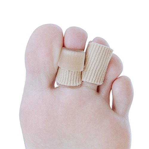 SOHLER 6 Packs Closed Toe Caps Finger Covers Sleeve Protectors, Stretchable Fabric Lined with Soft Gel (Small 3/8"x 2-1/2") - size: Small 3/8"x 2-1/2"