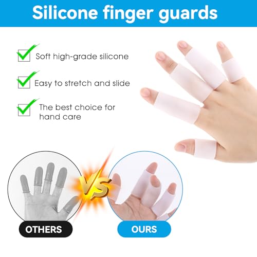 20 Pcs Finger Sleeves Protectors Silicone Finger Sleeve Gel Finger Sleeve Protectors Finger Covers Cushions and Protects Rubber Finger Shields Provide Relief forCracked Finger - color: White