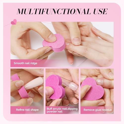 MelodySusie Heart Shape Mini Nail Buffer Block,100/180 Grit Double-Sided Sponge Nail File,Professional Nail Polishing Tools for Shaping and Smoothing,Suitable for Manicures and Pedicures,50 Pcs - size: Heart Shape 50Pcs
