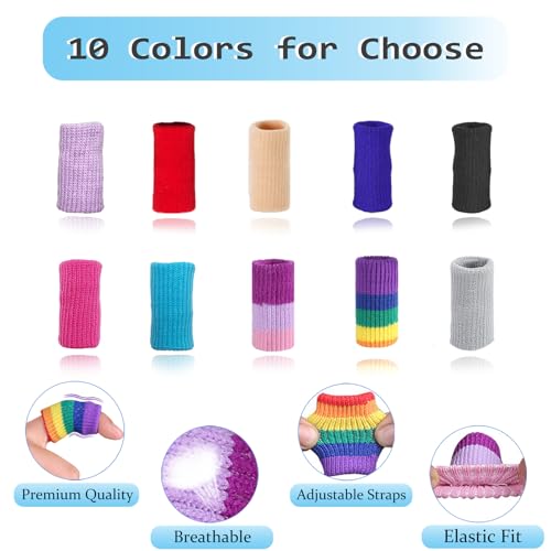 Finger Compression Sleeves, 10 Pcs | Finger Protectors Cots for Arthritis Swelling Basketball Sport, Breathable Elastic - color: Light Purple