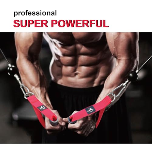 Heavy Duty Gym Exercise Handles Attachment for Cable Machine,Resistance Band,Pulley System Home Fitness Workout Equipment, with Elastic Rubber Grip and 2 Large Carabiners - color: Glory Red XW