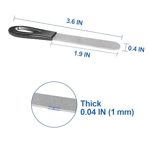 Metal Nail File with Case, 2 Pack Keychain Nail Files for Natural Nails, Fingernail Files Diamond Round Tip Stainless Steel Double Sided Fine Grit Sapphire Filer with Leather Sheath Travel Black - size: 2 Pack 3.6 in Gunmetal/Black Keychain