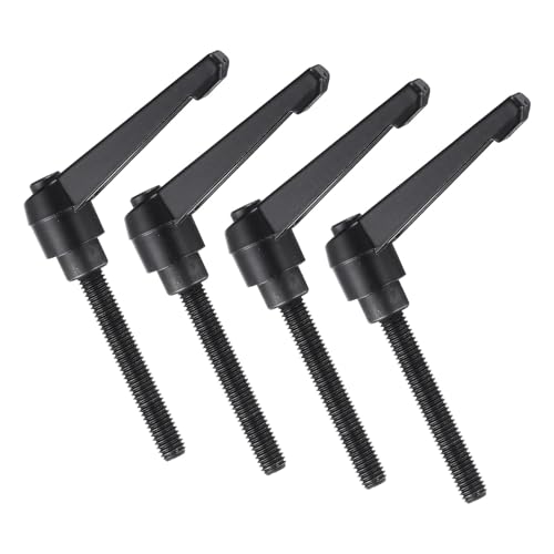 uxcell 4pcs Clamping Lever Handles, M8 x 50mm Black Oxide Carbon Steel Threaded Male Stud, Adjustable Handles Locking Quick Release Ratchet Push Button Bolt Knobs, Black - size: M8 x 50mm