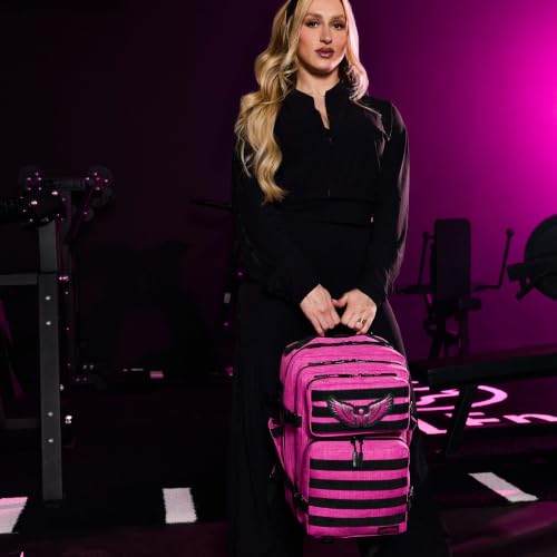 WOLFpak 35L Athletic Gym Backpack - Durable 1000D Waterproof Oxford Material with MOLLE Webbing, Laptop Pocket - color: Deathwing Pink