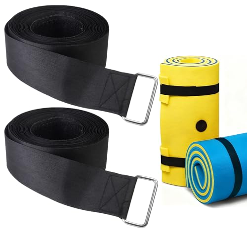 Floating Mat Straps, 16.5 ft 2-Pack Tie-Downs for Storage | 2-pack extra long 16.5 ft floating mat straps, reusable water pad tie-downs for secure storage, heavy-duty mat accessories