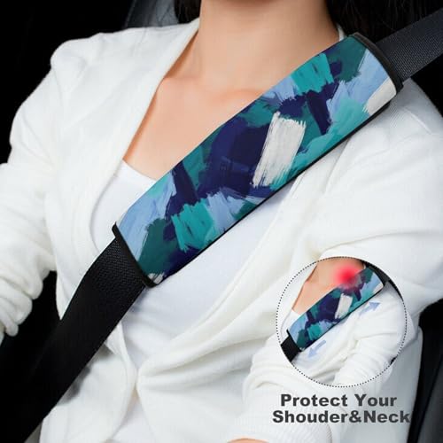 2 Pack Teal Grey Turquoise Blue Abstract Art Seat Belt Shoulder Pad Breathable Shoulder Harness Cover for Child, All Vehicles, Neck and Shoulder Support - color: Pattern 95