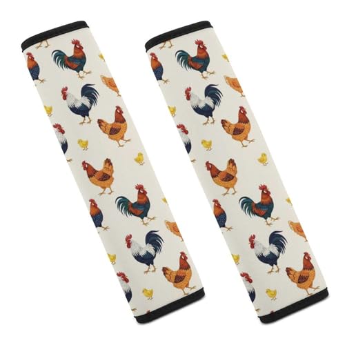 2 Piece Funny Colorful Rooster Cute Chicken Car Seat Straps Shoulder Pads Universal Fit Automotive Seat Belt Protector for Kids, Car Seats Pushchair Strollers High Chair Pushchair - color: Pattern 426