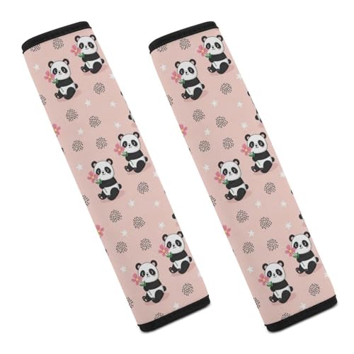 2 Pack Universal Soft and Comfortable Car Seat Belt Pad for Girls and Boys, Stroller Pushchair High Chair, Bear Animal Kawaii Panda Pink Shoulder Protector - color: Pattern 301