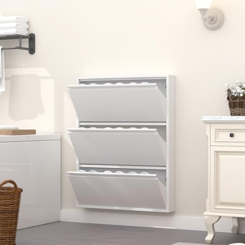 GREATMEET Shoe Rack,3 - color: Matt White, size: 3 Flip Drawers