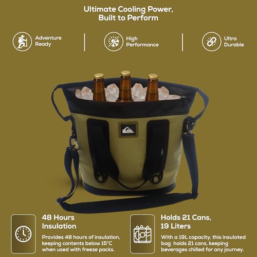 Quiksilver Zipperless Backpack Cooler 30L, Holds 36 Cans, 48 Hour Insulation, Leakproof & Waterproof Design, Heavy Duty TPU, IPX7, Padded Straps, Kangaroo Pockets - color: Cornstalk