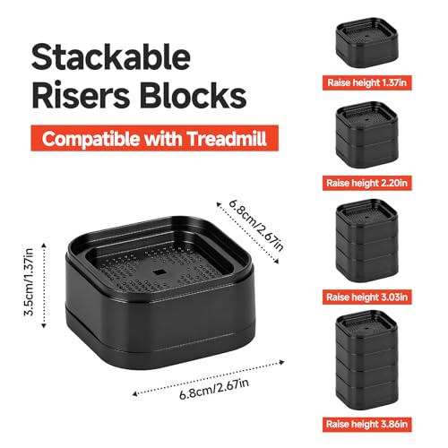 4-Pack Treadmill Incline Riser Blocks - color: Black