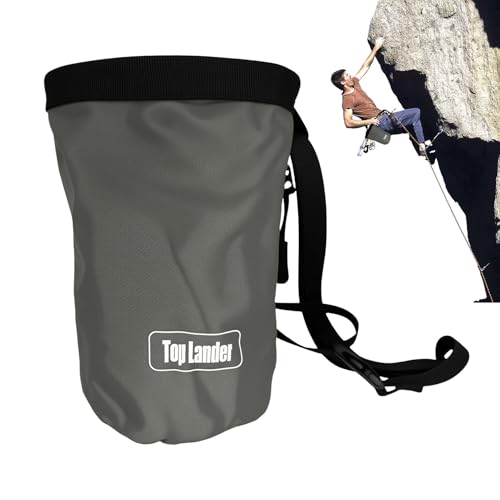 Rock Climbing Bag Anti-Slip Multifunctional Flexible | Waterproof for Climbing Bouldering Gymnastics Fitness Weight-Lifting Strongman Gym Workout Bouldering Chalk Pouch Climbing - color: grey
