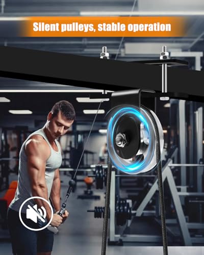 Power Rack Pulley Attachment Home Gym | for Power Cage with Quiet Aluminum Pulldown, Heavy Duty 304 Steel Cable LAT Pulley Machine System