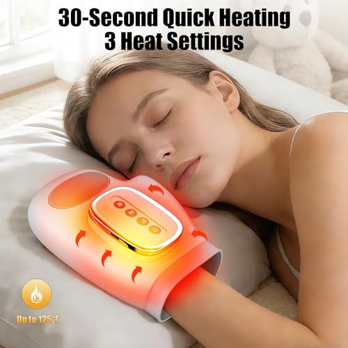 Hand Massager with Heat & Compression for Pain Relief | Hand Massager for Arthritis and Carpal Tunnel Relief, 3 Modes 3 Heat Levels 5 Compression Settings, Office, Home, Travel - color: Gray