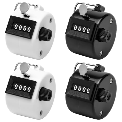 4-Digit Handheld Mechanical Counter Clicker with Finger Ring, Tally Counter for Inventory Counting, Sports Scoring, Coaching, Events and Classroom Attendance