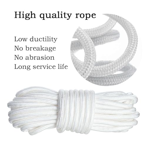 Cable Pulley Block Stainless Steel Swivel with 32FT Rope and Hook,for Garage,Attic,Kayak,Deer Hanging,Gym Equipment,550LB Lifting, 2 Pack