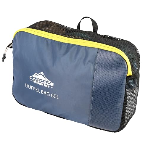 Cascade Mountain Tech 60L Duffle Bag, Convertible Travel Duffel Bag for Men Women, Water Resistant & Tear Resistant - color: Bering Sea Blue