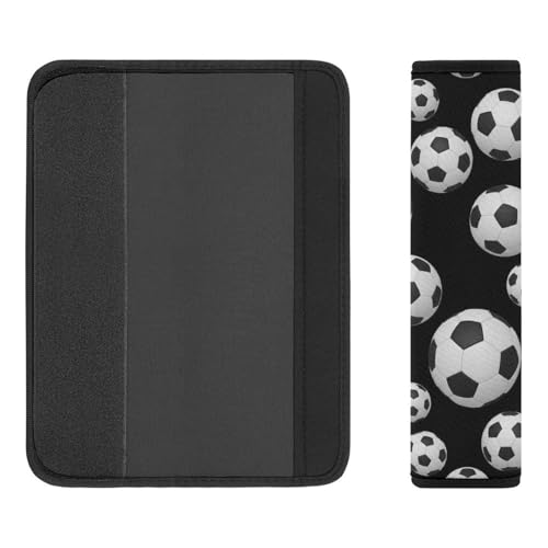 2 Pack Sport Soccer 3D Black White Car Seat Straps Shoulder Pads Universal Fit Neck Strap Covers for Adults and Children, All Vehicles, Pressure Relief - color: Pattern 996