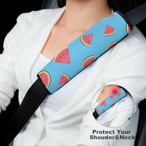 2PCS Watermelon Arts Car Seat Belt Pad Universal Fit Seat Belt Covers Cushion for Kids, Car Seats Pushchair Strollers High Chair Pushchair, Easy Install (No Tool) - color: Pattern 498