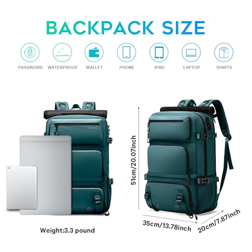 FUTURE AESTHEICS Travel backpack Carry-on Travel Backpack For Women Men Flight Approved Business Weekender Overnight Waterproof Daypack (Blue) - color: Blue