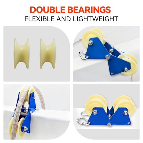 Block and Tackle Pulley System, Pulley System for Lifting, Lifting Pulley, Heavy Moving Pulley, Pulley for Home, Construction Site, Garage, Barn, Hoist, Beam, Material Moving, Compatible 8-25mm Rope