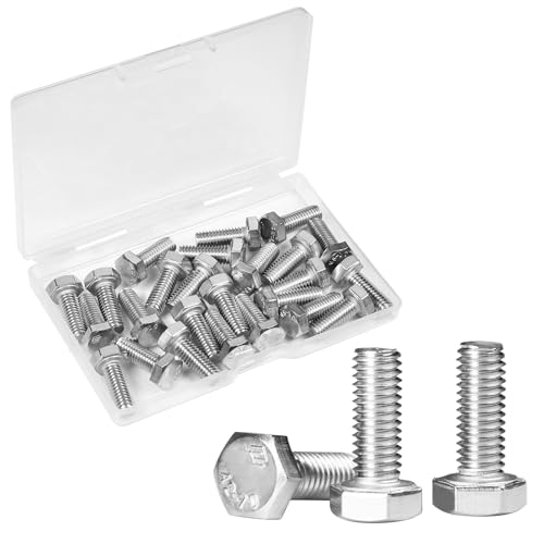 25 Pcs M6 Hex Bolts M6-1.0 x 16mm Hex Head Screw Bolt 304 Stainless Steel M6-1.0mm Hexagon Bolts Hex Head Screws, Metric Machine Fully Thread, Bright Finish - size: M6-1.0 x 16mm