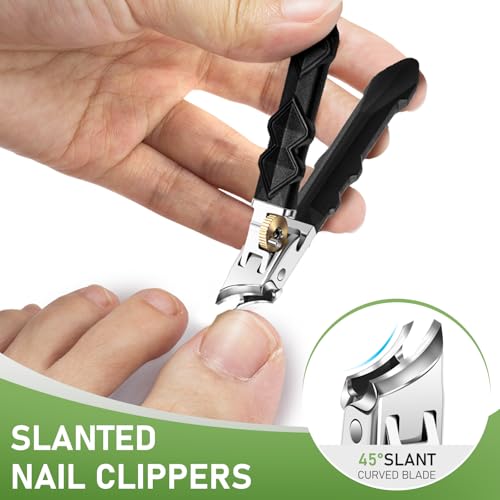 Toenail Clippers for Thick Toenails, Slanted Nail Clippers for Men, Heavy Duty Ingrown Toenail Clippers Nail Cutters, Ultra Sharp Wide Jaw Opening Nail Clippers with Long Handle - style: Large Opening Nail Clipper Set