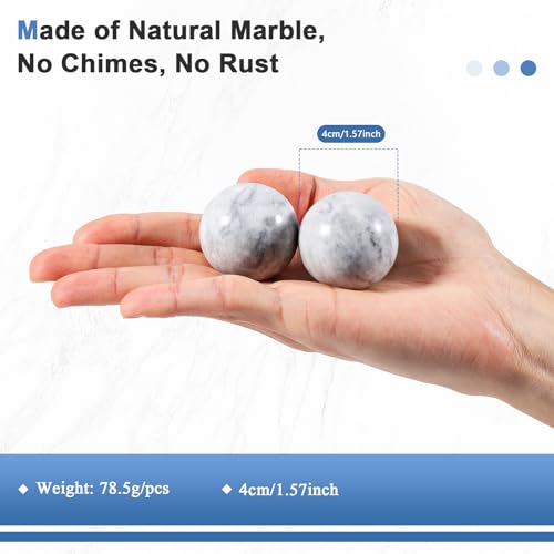 Learay 2Pcs Baoding Balls, Boading Balls for Hand Therapy, Misty-Gray 1.57" | Chinese Health Exercise Massage Balls with Carry Pouch for Stress Relief Meditation Ball - color: Misty-gray/1.57 Inch