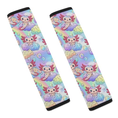 2 Pack Breathable Car Seat Straps Shoulder Pads for Adults and Children, All Vehicles, Cute Axolotl Art Harness Pads Strap, Pressure Relief - color: Pattern 704