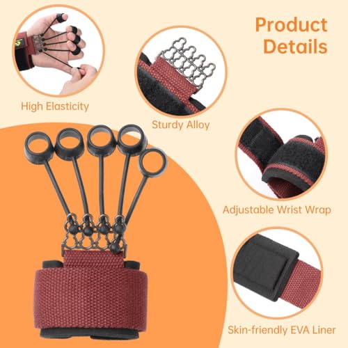 60Lb Hand Strengthener, Resistance Finger Band for Grip Training, Hand Muscle & Flexibility Booster, Easy-to-Wear Wrist Strap, Portable