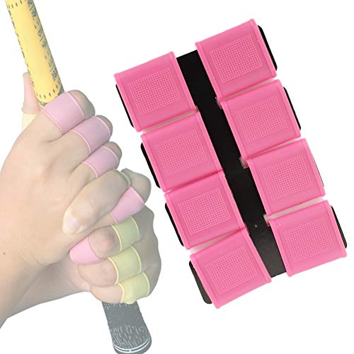 Finger Sleeves, 8pcs Finger Protector Silicone Finger Tube Golf Gloves Golf Finger Protector Tape Anti Slip Elasticity Golfer Swing Grip Golf Finger Band Cover Sets (Pink) - color: Pink