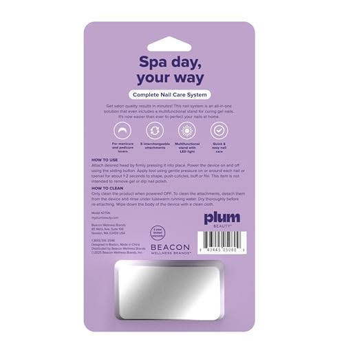 Plum Beauty Complete 5-in-1 Nail Care System – Manicure & Pedicure Kit | with Interchangeable Attachments for Shaping, Buffing, and Cuticle Care